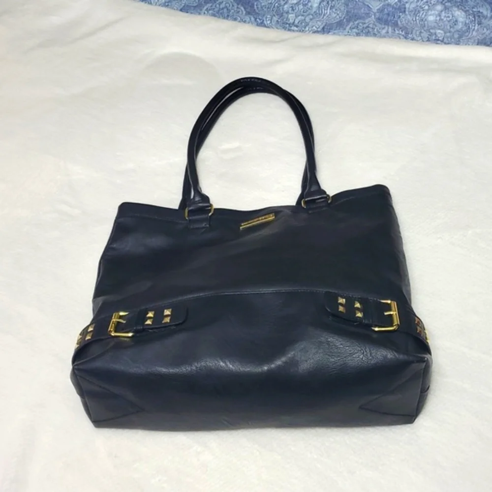 Christian Siriano RockerTote Shoulder Bag - Faux Leather & Gold Studs Accents - Picture 7 of 15